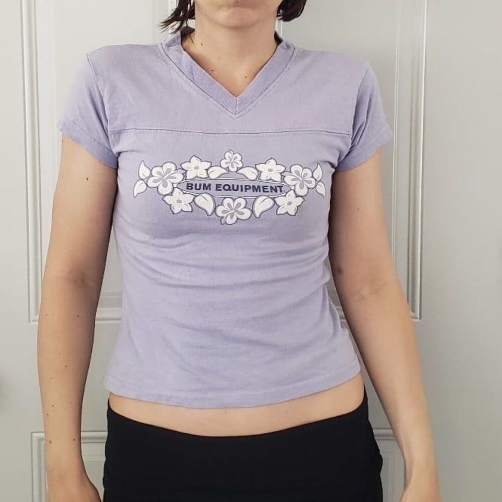 Y2K Bum Equipment Purple Baby Tee